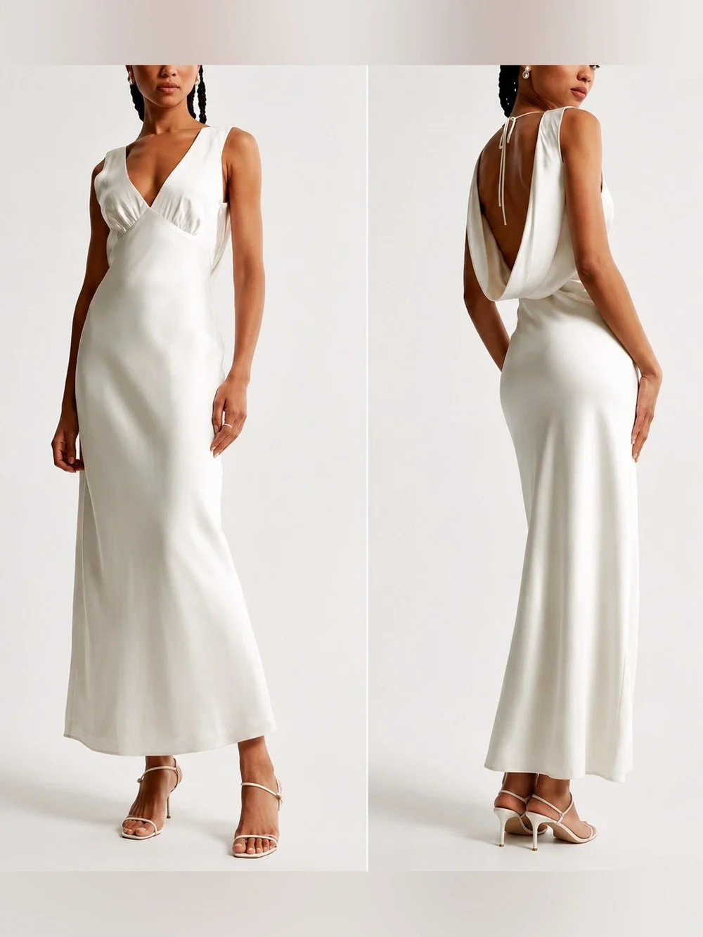 NWT A&F Plunge Cowl Back Ivory Maxi Dress - Size XXSP